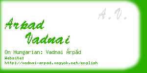 arpad vadnai business card
