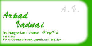 arpad vadnai business card